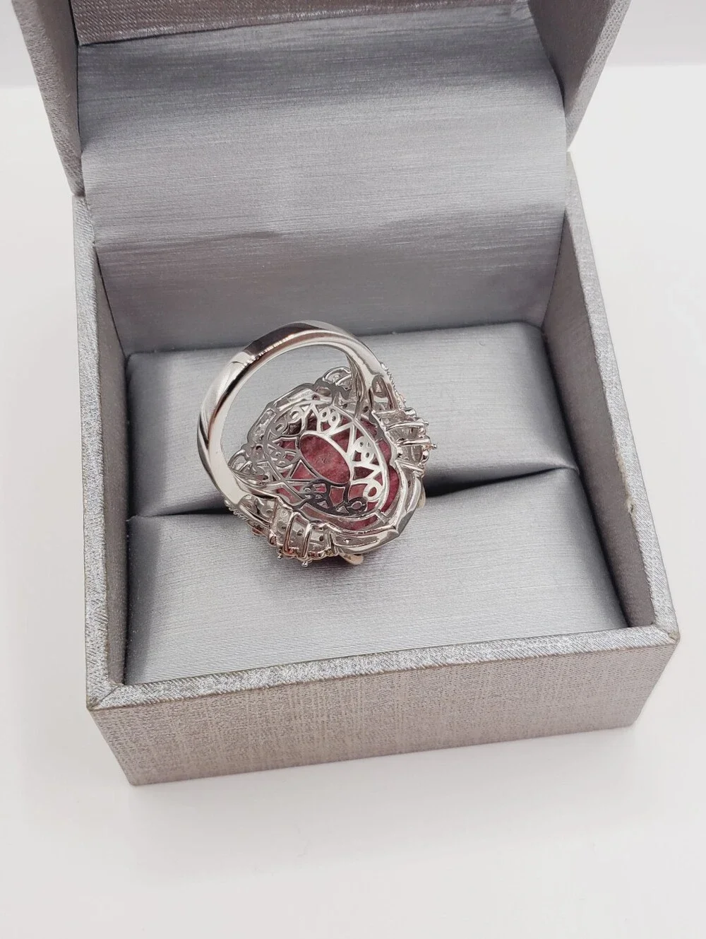 Norwegian Thulite Rose Gold - Platinum - 925 Sterling Silver Statement Ring